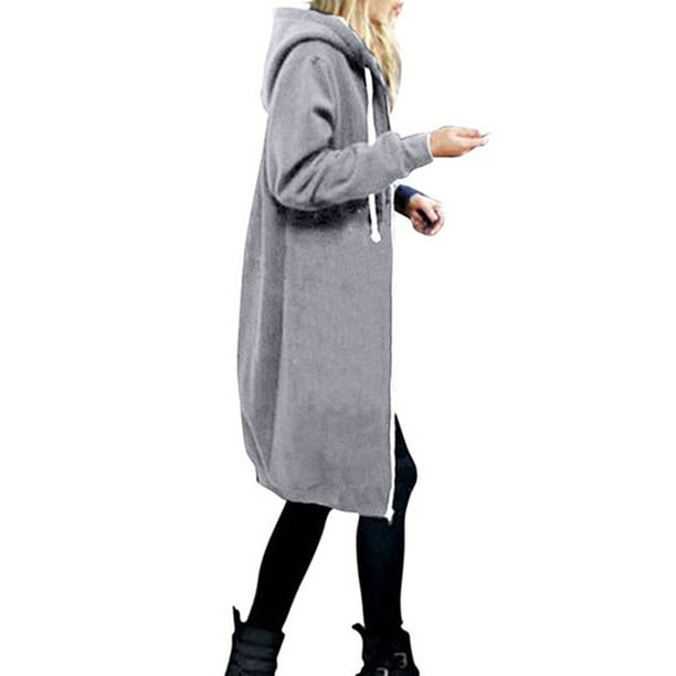 BabyYoung Women Hooded Thick Zip Up Modern Long Sleeve Mid Long Outwear 